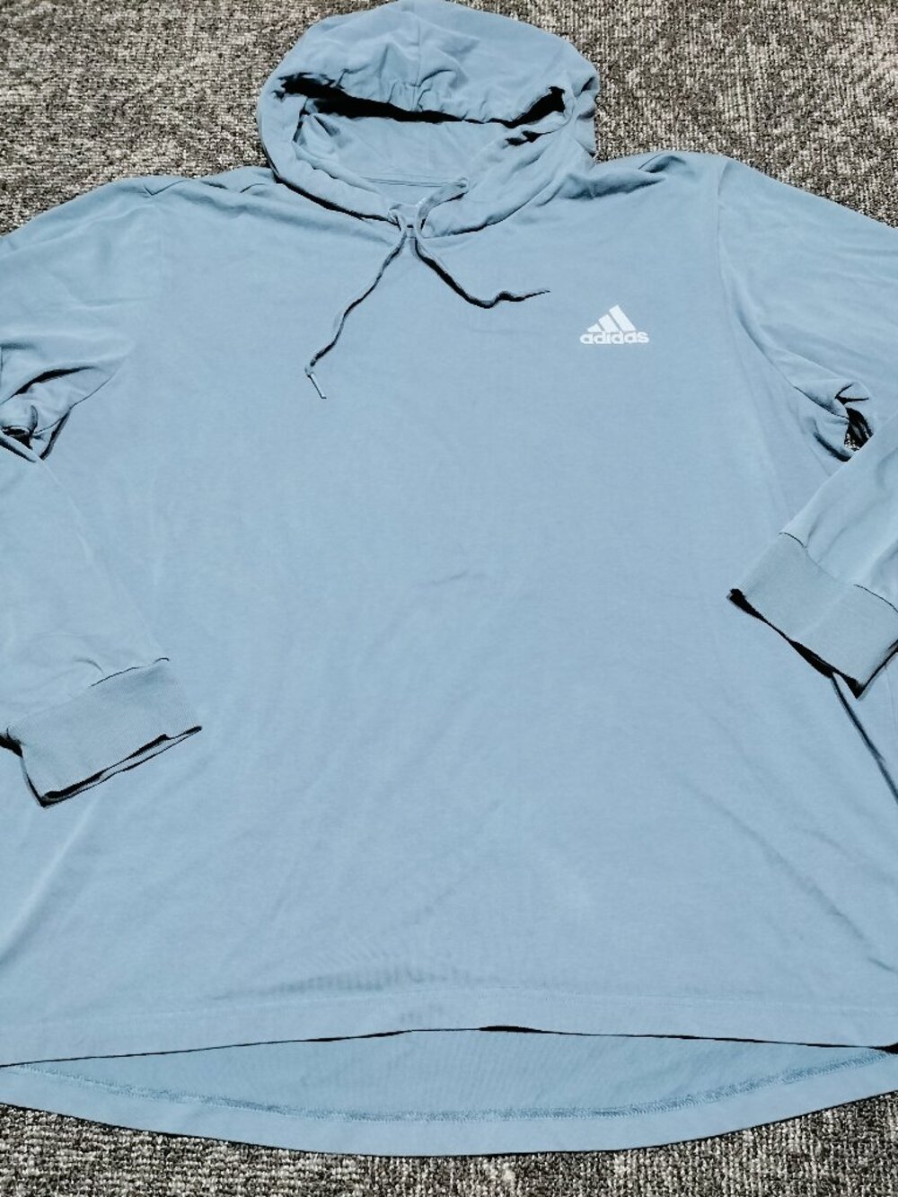 Adidas Men's Size XXL Hooded Long Sleeve T-Shirt Blue Activewear Pullover